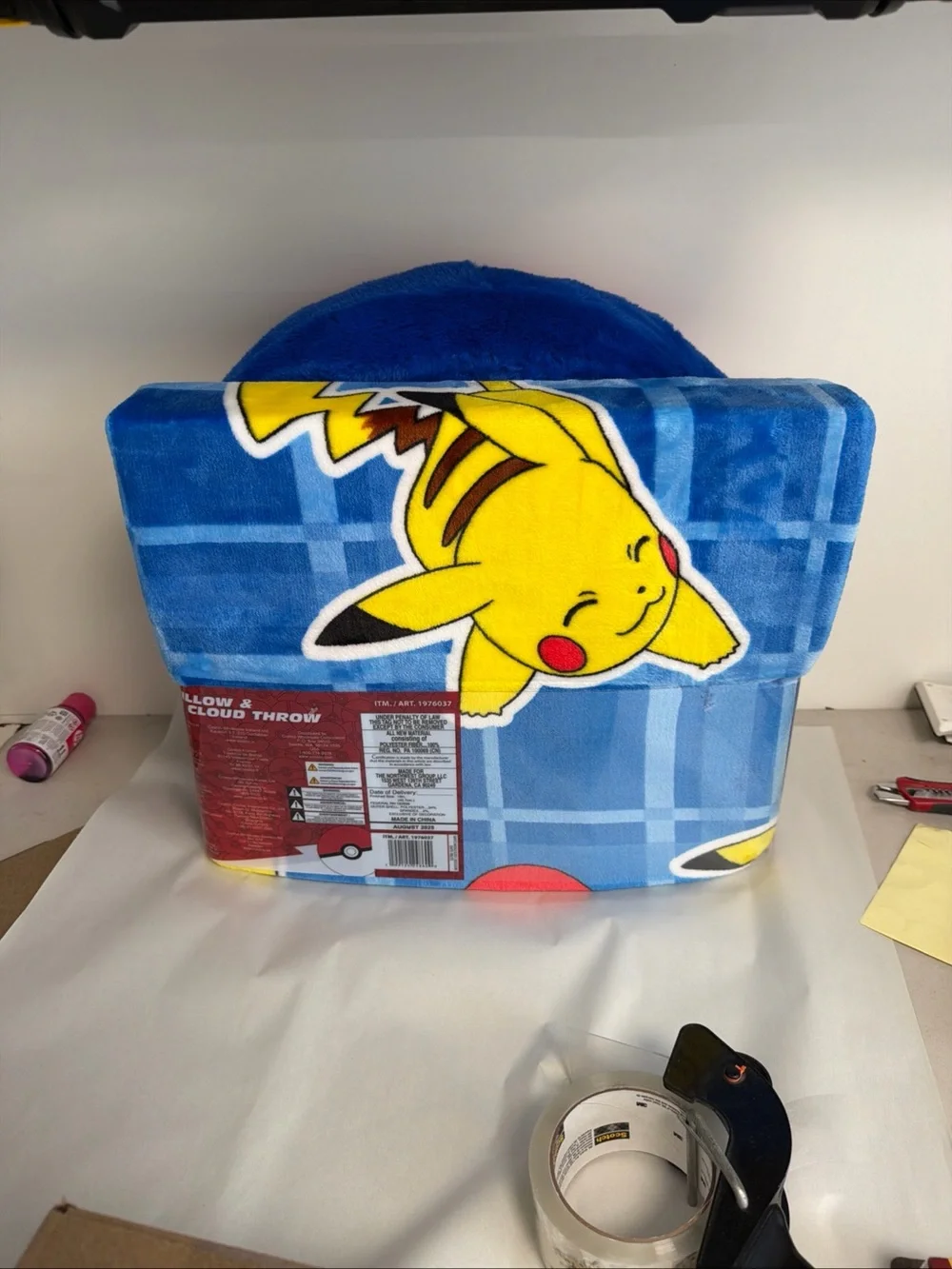 New Pokémon Ball fur pillow and reversible throw blanket